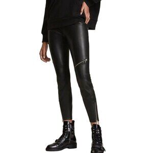 AllSaints Kreva Biker Legging Black Faux Leather Pants NWT  - Size 0